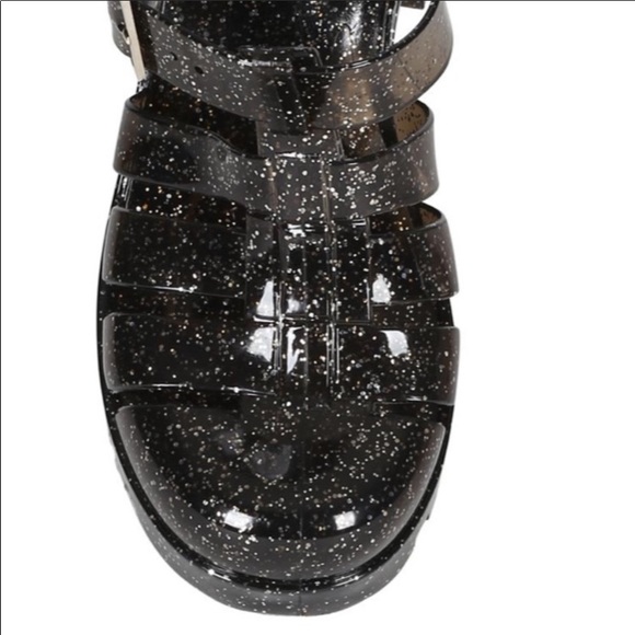 Black Chunky Heel Sandals - Picture 5 of 7